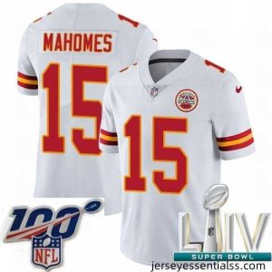 Nike Kansas City Chiefs #15 Patrick Mahomes White 2020 Super Bowl LIV Stitched NFL Vapor Untouchable Limited Jersey