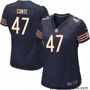 Nike NFL Chicago Bears #47 Chris Conte Navy Blue Women's Game Team Color