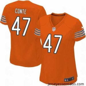Nike NFL Chicago Bears #47 Chris Conte Orange Women's Elite Alternate Jersey