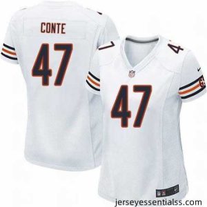 Nike NFL Chicago Bears #47 Chris Conte White Women's Limited Road Jersey