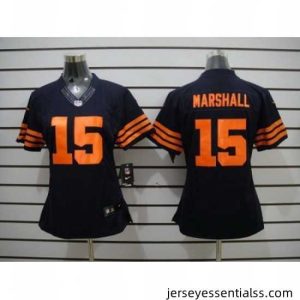 Nike Chicago Bears #15 Brandon Marshall Blue Jerseys(Orange Number)