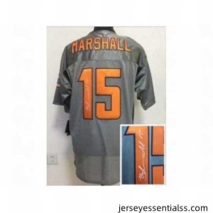 Nike chicago bears 15 Brandon Marshall grey Elite shadow Signed NFL Jersey