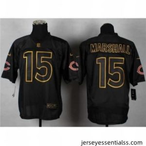 Nike chicago bears 15 brandon marshall black Elite gold lettering NFL Jersey