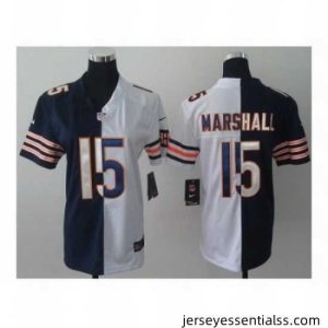 Nike nfl jerseys chicago bears #15 marshall white-blue[Elite split]