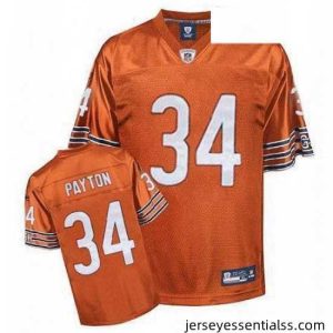 Reebok Chicago Bears 34 Walter Payton Orange Alternate Replica Throwback NFL Jersey
