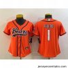 Chicago Bears 1 Justin Fields Orange With Patch Cool Base Stitched Baseball Jersey
