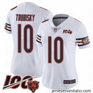 Chicago Bears 10 Mitchell Trubisky White Vapor Untouchable Limited Player 100th Season Football Jersey