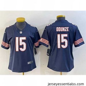 Chicago Bears 15 Rome Odunze Navy 2024 Draft Vapor Stitched Jersey
