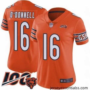 Chicago Bears 16 Pat ODonnell Orange Alternate 100th Season Limited Football Jersey