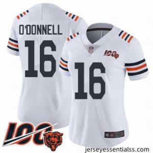 Chicago Bears 16 Pat ODonnell White 100th Season Limited Football Jersey