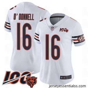Chicago Bears 16 Pat ODonnell White Vapor Untouchable Limited Player 100th Season Football Jersey
