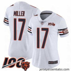 Chicago Bears 17 Anthony Miller White Vapor Untouchable Limited Player 100th Season Football Jersey