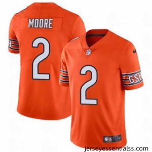 Chicago Bears 2 DJ Moore Orange Vapor Limited Stitched NFL Jersey
