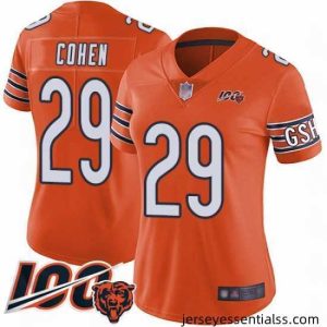 Chicago Bears 29 Tarik Cohen Orange Alternate 100th Season Limited Football Jersey