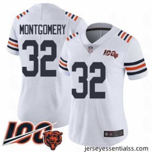 Chicago Bears 32 David Montgomery White 100th Season Limited Football Jersey