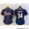 Chicago Bears 34 Walter Payton Navy With Patch Cool Base Stitched Baseball Jersey