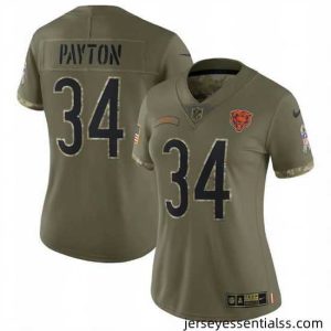 Chicago Bears 34 Walter Payton Olive 2022 Salute To Service Limited Stitched Jersey