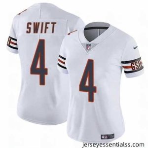 Chicago Bears 4 D'Andre Swift White 2024 Vapor Stitched Jersey