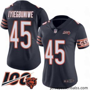 Chicago Bears 45 Joel Iyiegbuniwe Navy Blue Team Color 100th Season Limited Football Jersey