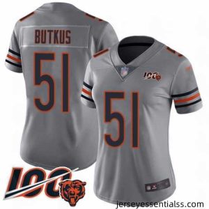 Chicago Bears 51 Dick Butkus Limited Silver Inverted Legend 100th Season Football Jersey