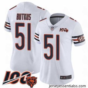 Chicago Bears 51 Dick Butkus White Vapor Untouchable Limited Player 100th Season Football Jersey