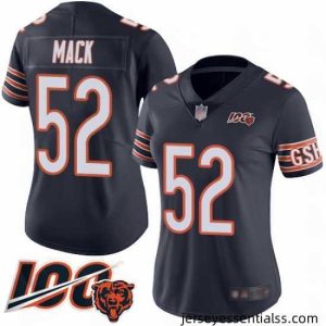 Chicago Bears 52 Khalil Mack Navy Blue Team Color 100th Season Limited Football Jersey