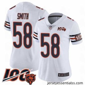 Chicago Bears 58 Roquan Smith White Vapor Untouchable Limited Player 100th Season Football Jersey