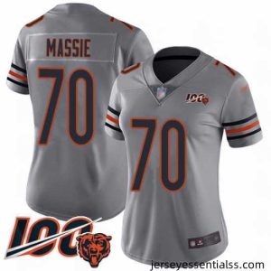 Chicago Bears 70 Bobby Massie Limited Silver Inverted Legend 100th Season Football Jersey