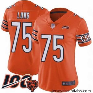 Chicago Bears 75 Kyle Long Orange Alternate 100th Season Limited Football Jersey