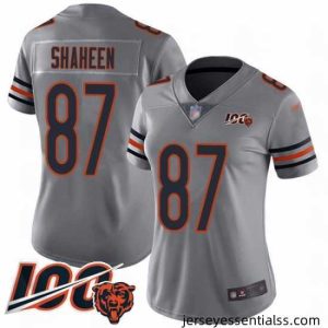 Chicago Bears 87 Adam Shaheen Limited Silver Inverted Legend 100th Season Football Jersey