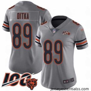 Chicago Bears 89 Mike Ditka Limited Silver Inverted Legend 100th Season Football Jersey