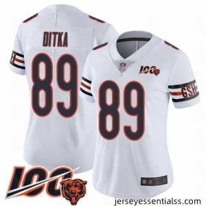 Chicago Bears 89 Mike Ditka White Vapor Untouchable Limited Player 100th Season Football Jersey