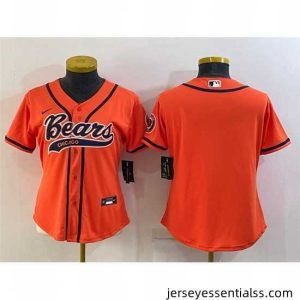 Chicago Bears Blank Orange With Patch Cool Base Stitched Baseball Jersey