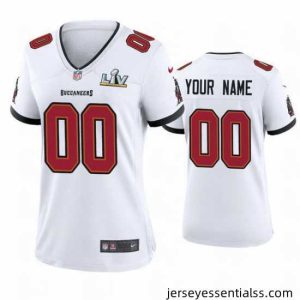 Custom Buccaneers White Super Bowl Lv Game Jersey