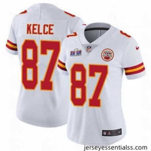 Kansas City Chiefs 87 Travis Kelce White Vapor Untouchable Limited Stitched Football 2024 Super Bowl LVIII Jersey