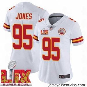 Kansas City Chiefs Chris Jones #95 White 2024 2025 Super Bowl LIX F.U.S.E Stitched Jersey