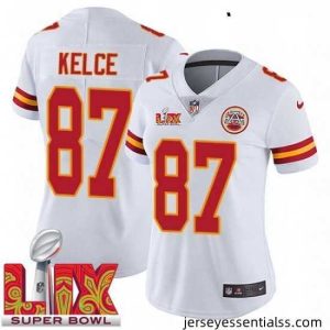 Kansas City Chiefs Travis Kelce #87 White 2024 2025 Super Bowl LIX F.U.S.E Stitched Jersey