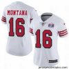 NFL San Francisco 49ers 16 Joe Montana White Throwback Vapor Untouchable Limited Stitched 2024 Super Bowl LVIII Jersey
