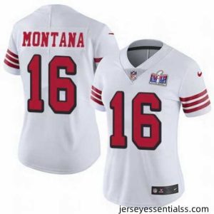 NFL San Francisco 49ers 16 Joe Montana White Throwback Vapor Untouchable Limited Stitched 2024 Super Bowl LVIII Jersey