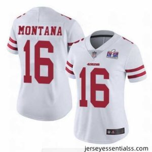NFL San Francisco 49ers 16 Joe Montana White Vapor Untouchable Limited Stitched 2024 Super Bowl LVIII Jersey