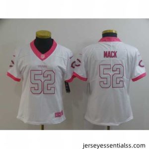Nike Bears 52 Khalil Mack White Pink Rush Limited Jersey