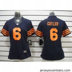 Nike Chicago Bears 6# Jay Cutler Blue NFL Jerseys Orange Number