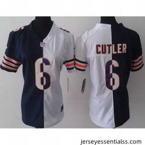 Nike Chicago Bears 6 Jay Cutler Blue White Split NFL Jerseys