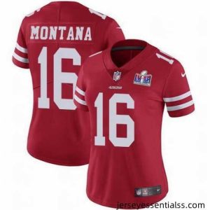 Nike San Francisco 49ers 16 Joe Montana Red NFL Vapor Untouchable Limited 2024 Super Bowl LVIII Jersey