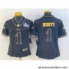 Philadelphia Eagles 1 Jalen Hurts Black Golden Edition Super Bowl LVII Patch Stitched Football Jersey