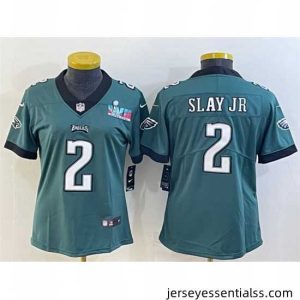 Philadelphia Eagles 2 Darius Slay Jr  Green Super Bowl LVII PatchVapor Untouchable Limited Stitched Football Jersey
