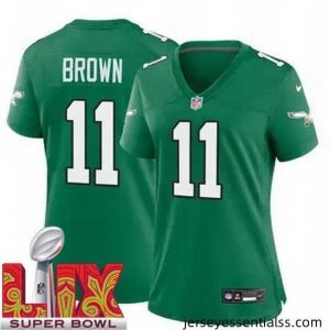 Philadelphia Eagles A.J. Brown #11 Kelly Green 2024 2025 Super Bowl LIX F.U.S.E Stitched NFL Jersey