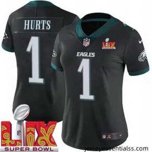 Philadelphia Eagles Jalen Hurts #1 Black 2024 2025 Super Bowl LIX F.U.S.E Stitched NFL Jersey