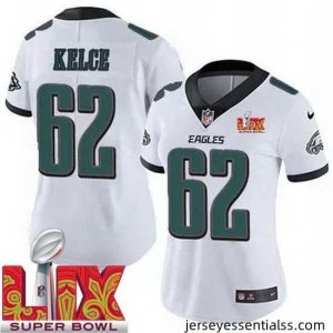 Philadelphia Eagles Jason Kelce #62 White 2024 2025 Super Bowl LIX F.U.S.E Stitched NFL Jersey