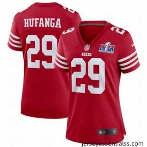 San Francisco 49ers 29 Talanoa Hufanga Red 2023 F.U.S.E  With John Madden Patch Vapor Limited Stitched Football 2024 Super Bowl LVIII Jersey